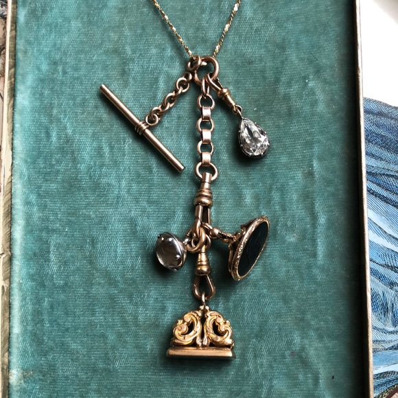 Georgian Victorian gold charm necklace - Picture 1 of 16